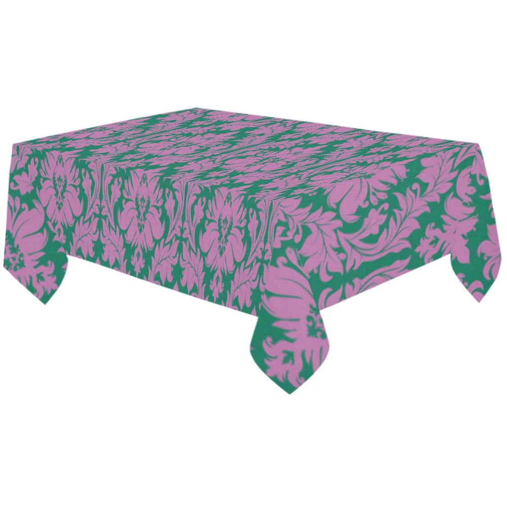autumn fall colors purple green damask Cotton Linen Tablecloth 60"x120"