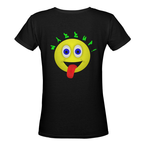 Wazzup Funny Smiley Women's Deep V-neck T-shirt (Model T19)
