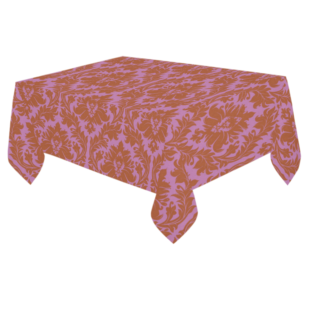 autumn fall colors pink red damask Cotton Linen Tablecloth 60"x 84"