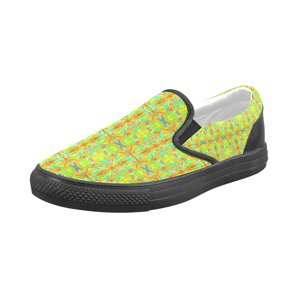 Multicolor Abstract Figure Pattern Men's Slip-on Canvas Shoes (Model 019)