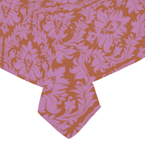 autumn fall colors pink red damask Cotton Linen Tablecloth 52"x 70"