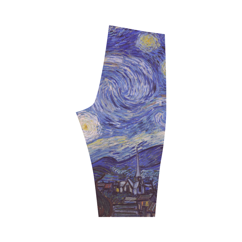 Vincent Van Gogh Starry Night Hestia Cropped Leggings (Model L03)