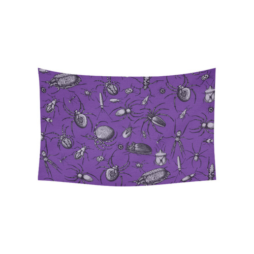 spiders creepy crawlers insects purple halloween Cotton Linen Wall Tapestry 60"x 40"