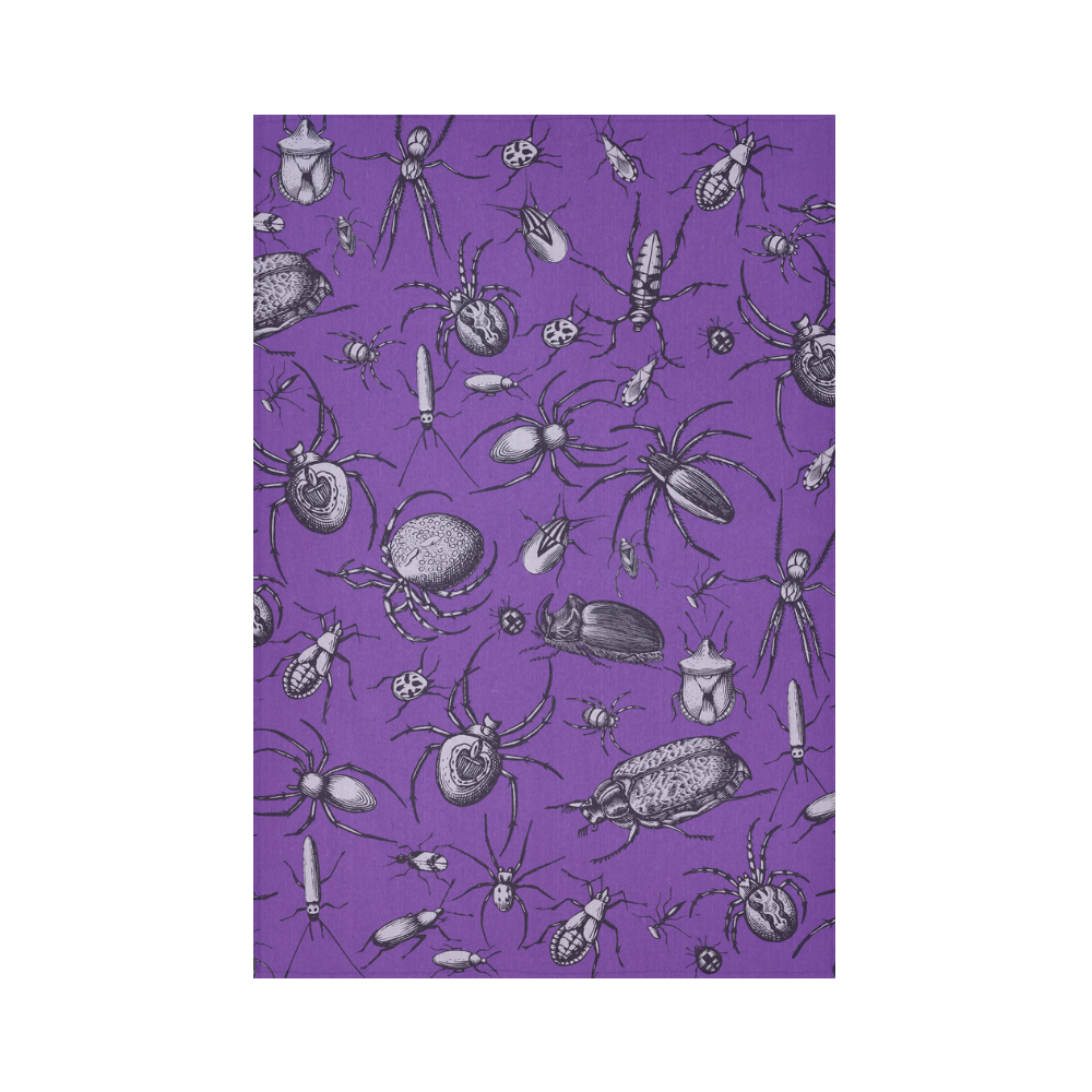 spiders creepy crawlers insects purple halloween Cotton Linen Wall Tapestry 60"x 90"