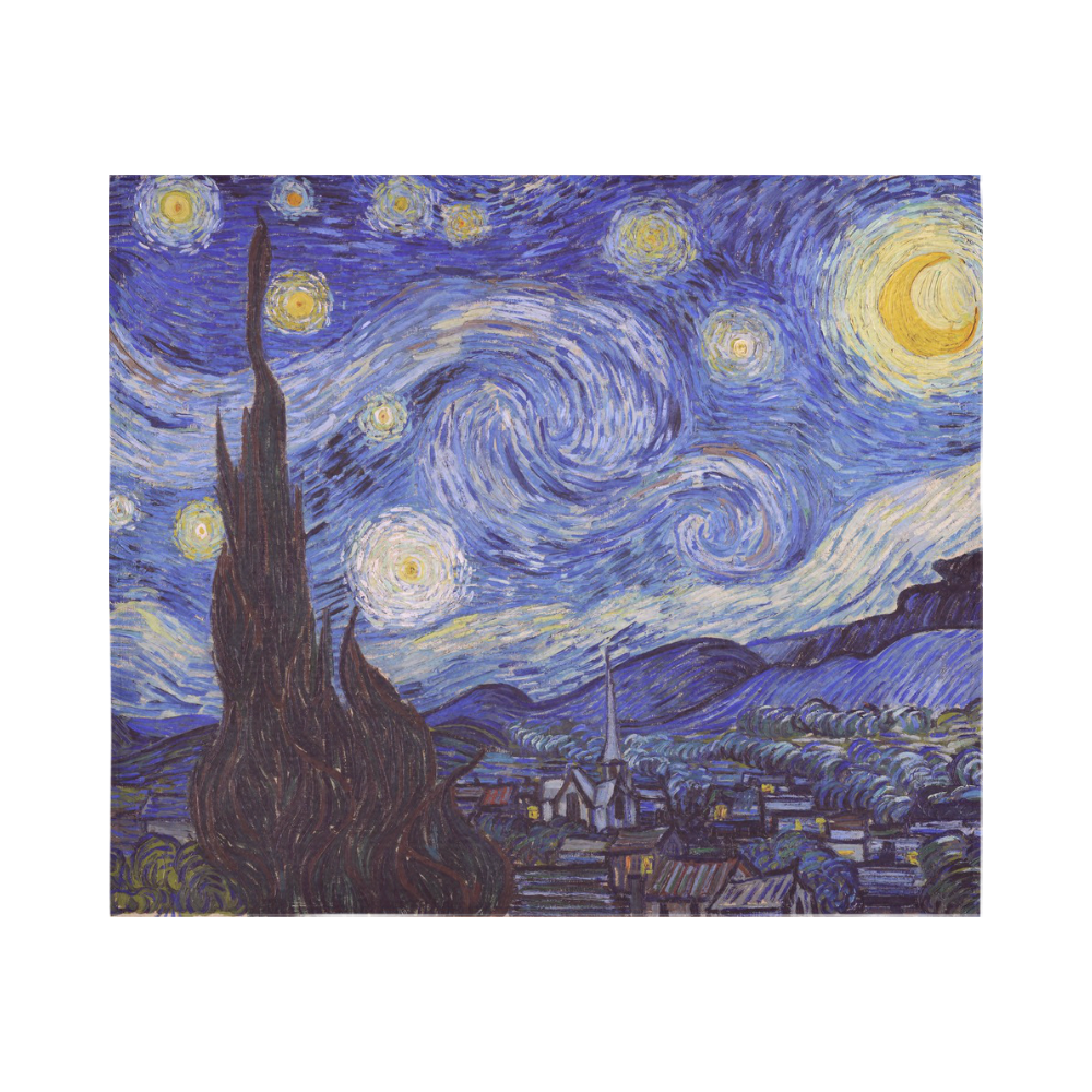 Vincent Van Gogh Starry Night Cotton Linen Wall Tapestry 60"x 51"