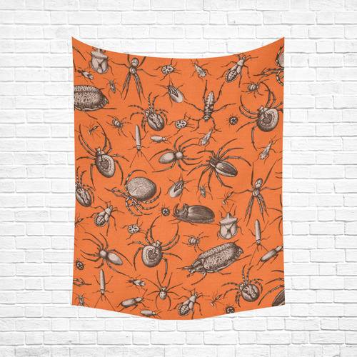 beetles spiders creepy crawlers insects halloween Cotton Linen Wall Tapestry 60"x 80"