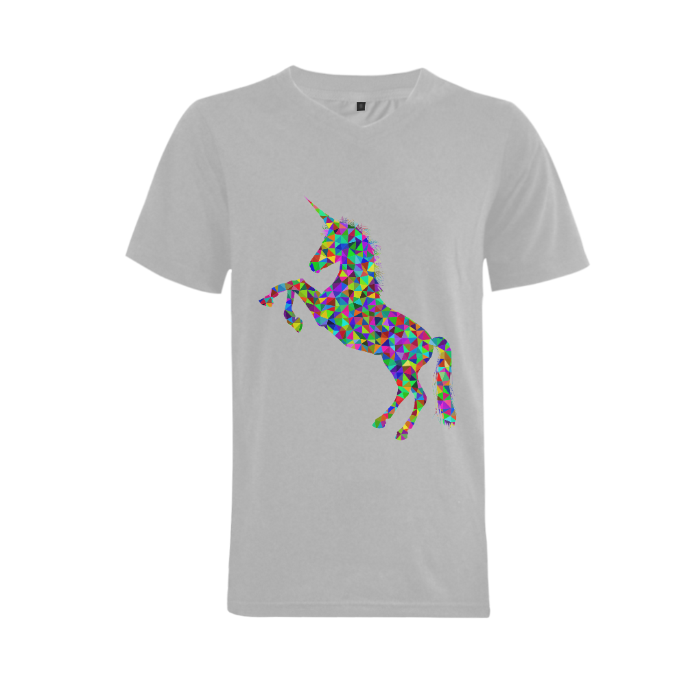 Abstract Triangle Unicorn Grey Men's V-Neck T-shirt  Big Size(USA Size) (Model T10)