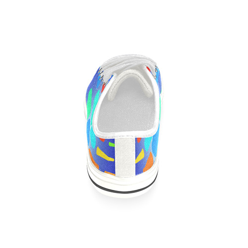 Colorful shapes on a blue background Canvas Women's Shoes/Large Size (Model 018)