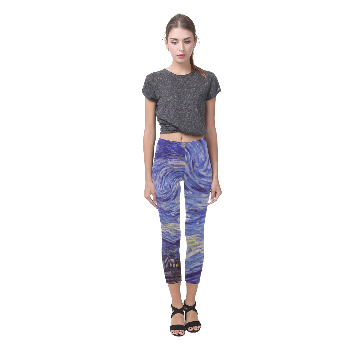 Vincent Van Gogh Starry Night Capri Legging (Model L02)