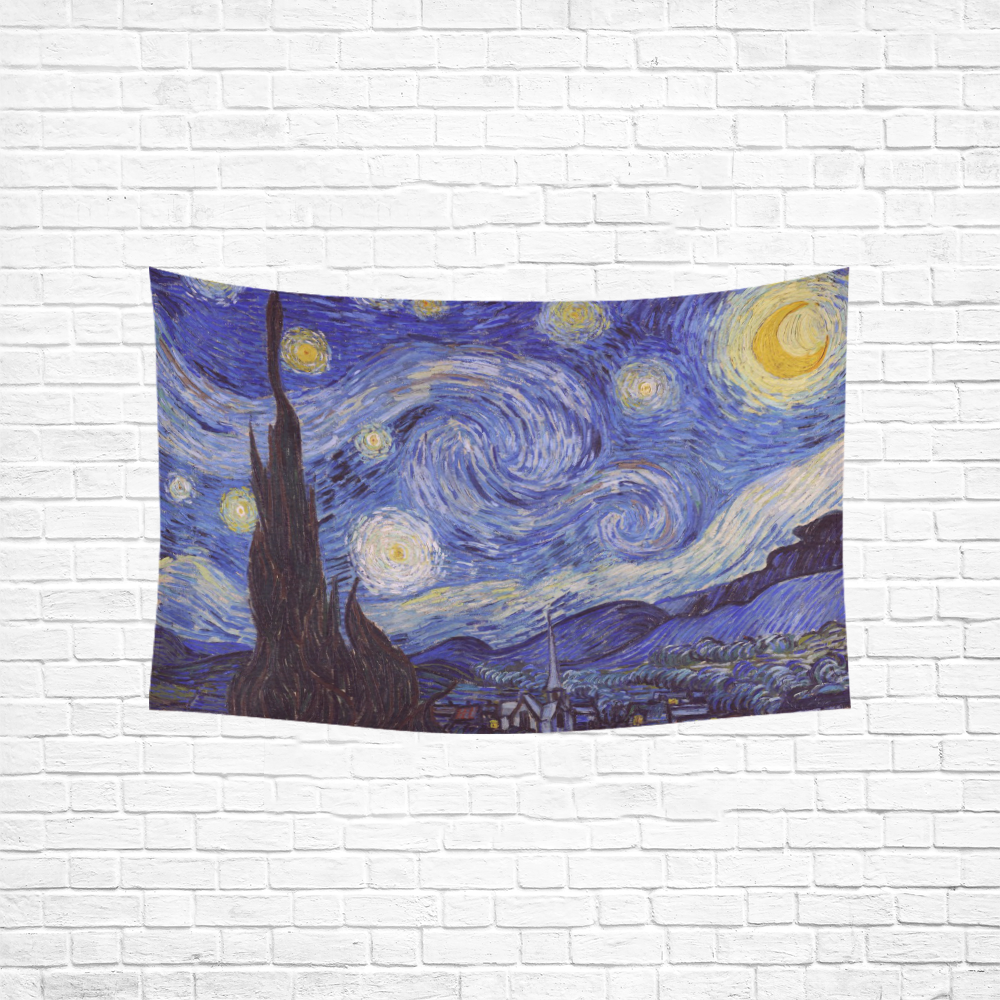 Vincent Van Gogh Starry Night Cotton Linen Wall Tapestry 60"x 40"