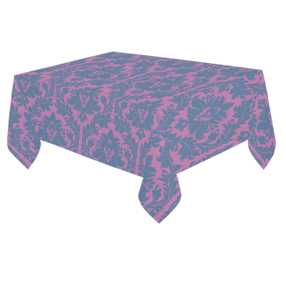 autumn fall colors pink blue damask pattern Cotton Linen Tablecloth 60"x 84"