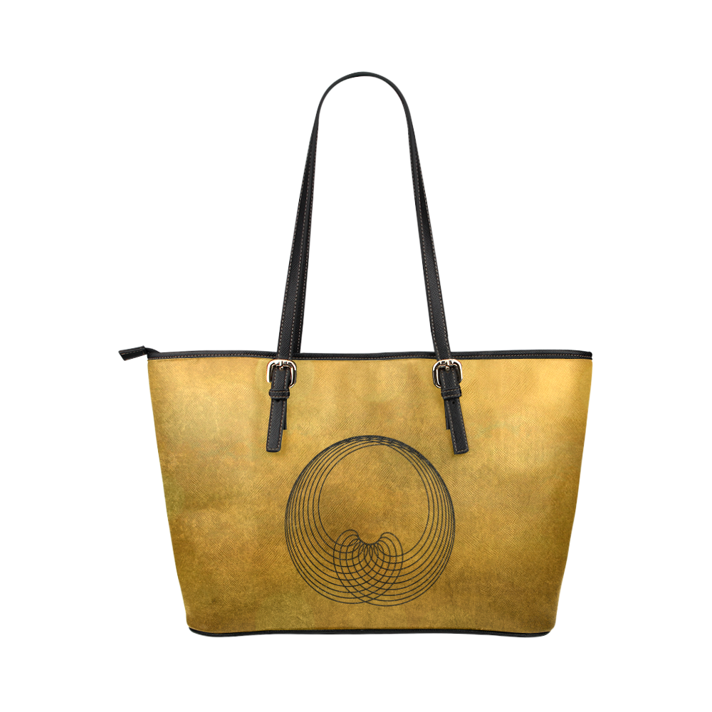 dreams of gold Leather Tote Bag/Large (Model 1651)
