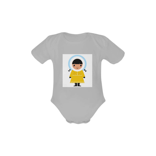 Grey designers baby body collection by Guothova! This model is original and hand-drawn. Siberia Eski Baby Powder Organic Short Sleeve One Piece (Model T28)