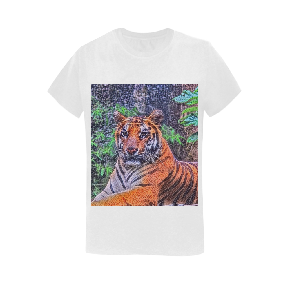 Animal ArtStudio Tiger 1016 Women's T-Shirt in USA Size (Two Sides Printing)