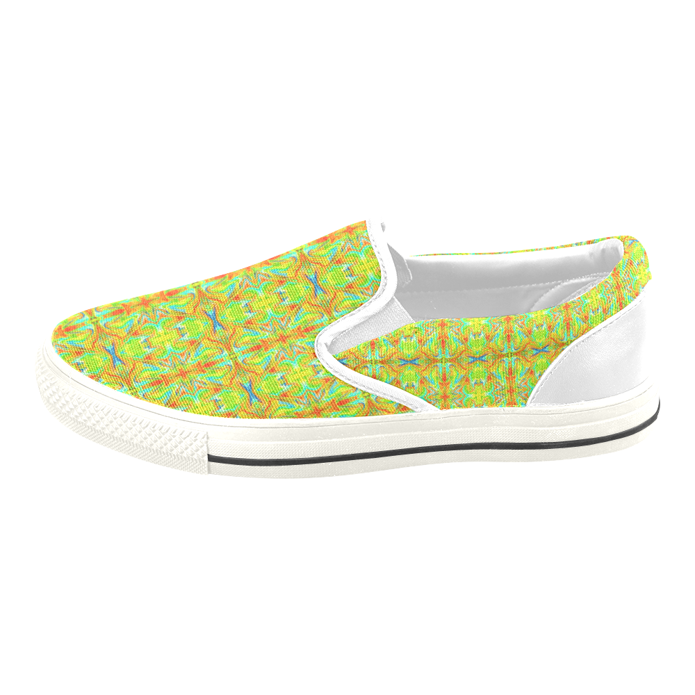 Multicolor Abstract Figure Pattern Men's Unusual Slip-on Canvas Shoes (Model 019)