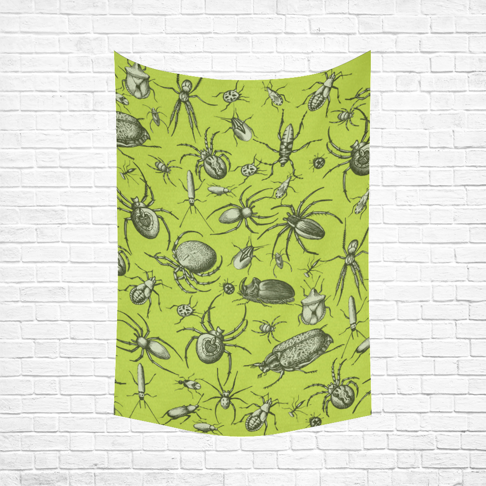 insects spiders creepy crawlers halloween green Cotton Linen Wall Tapestry 60"x 90"