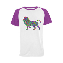 Abstract Triangle Lion Purple Men's Raglan T-shirt Big Size (USA Size) (Model T11)