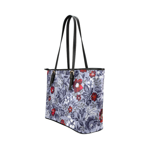 Vintage Floral Wallpaper Beauty Leather Tote Bag/Small (Model 1651)