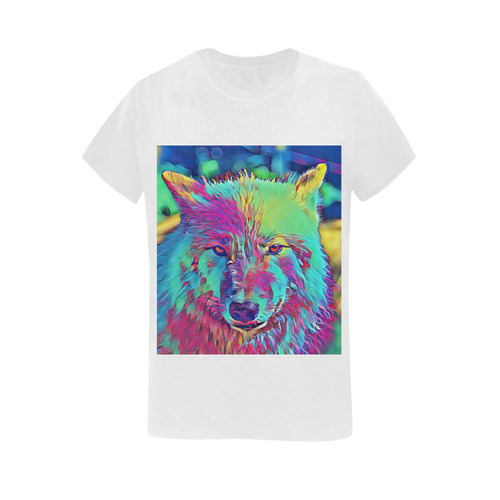 Animal ArtStudio Wolf 1016b Women's T-Shirt in USA Size (Two Sides Printing)