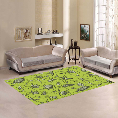 insects spiders creepy crawlers halloween green Area Rug7'x5'