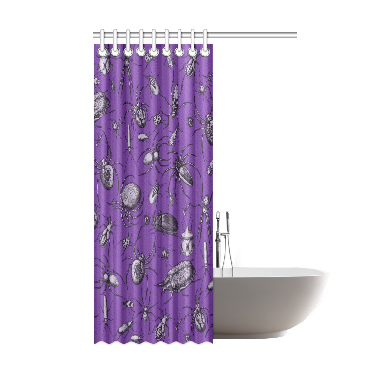 spiders creepy crawlers insects purple halloween Shower Curtain 48"x72"