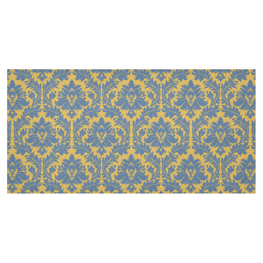 autumn fall colors yellow blue damask Cotton Linen Tablecloth 60"x120"