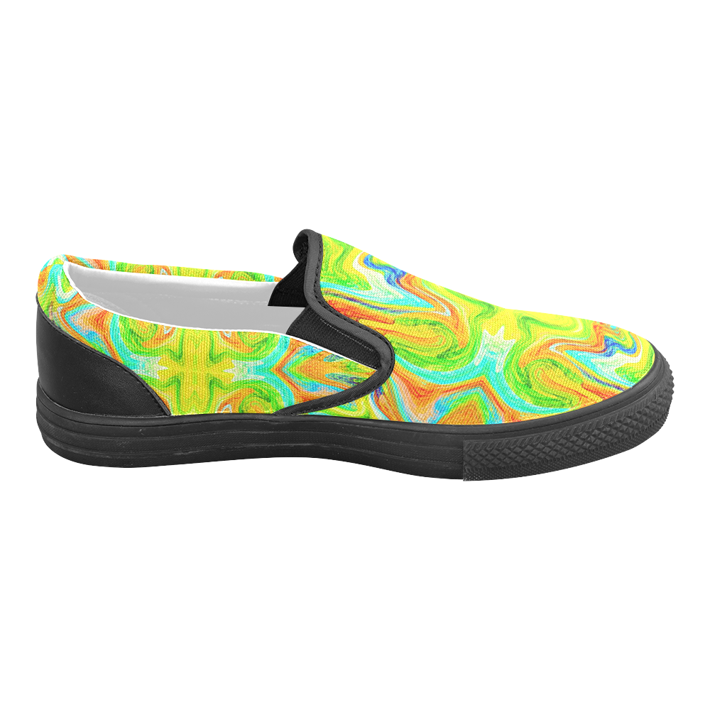 Multicolor Abtract Figure Men's Slip-on Canvas Shoes (Model 019)