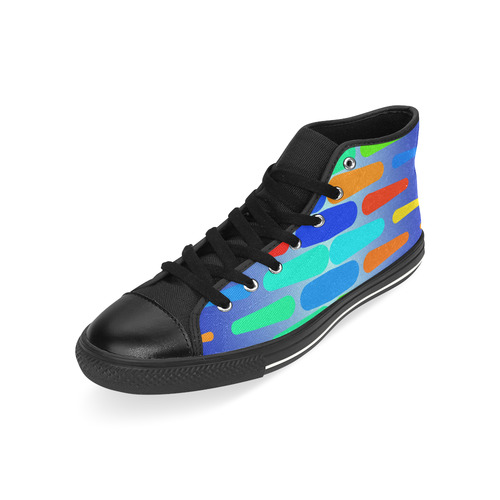 Colorful shapes on a blue background High Top Canvas Women's Shoes/Large Size (Model 017)
