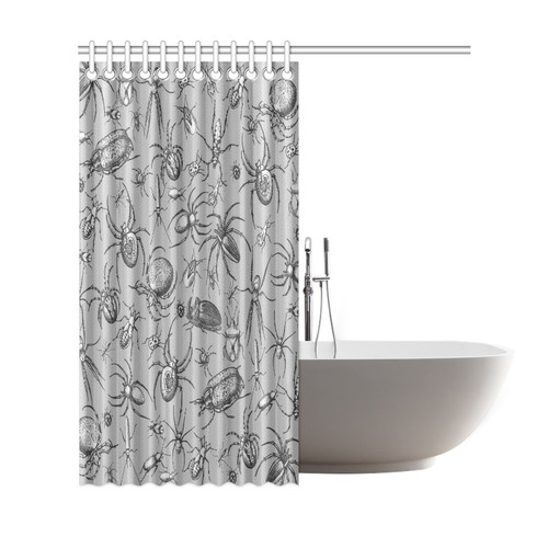 beetles spiders creepy crawlers insects grey Shower Curtain 69"x72"