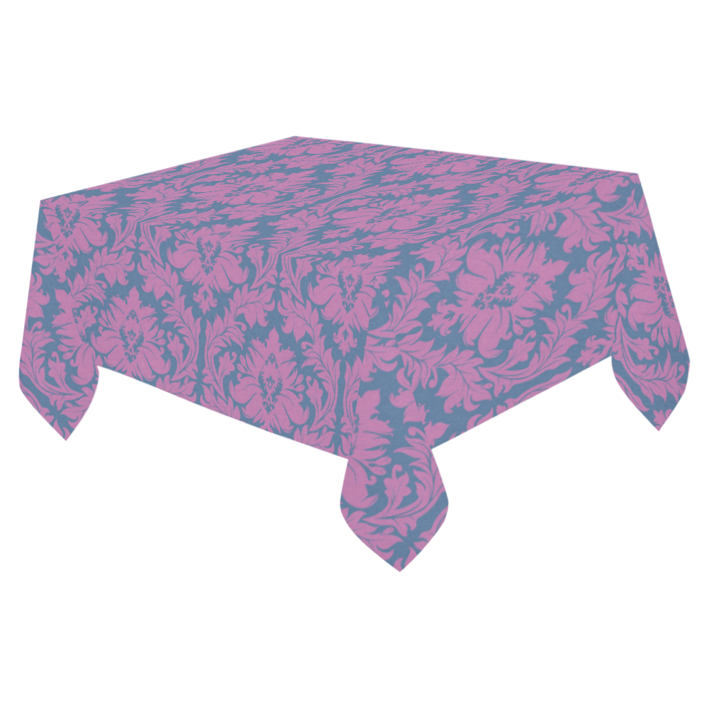 autumn fall colors pink blue damask pattern Cotton Linen Tablecloth 52"x 70"