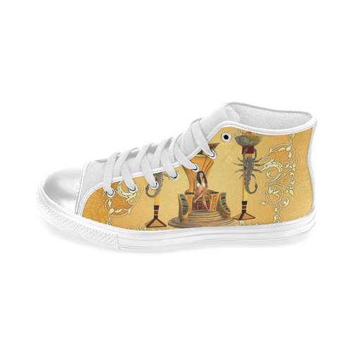 Beautidul egyptian women on a throne High Top Canvas Women's Shoes/Large Size (Model 017)