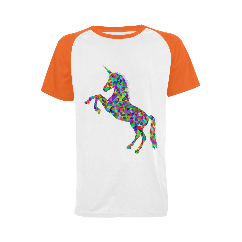 Abstract Triangle Unicorn Orange Men's Raglan T-shirt Big Size (USA Size) (Model T11)