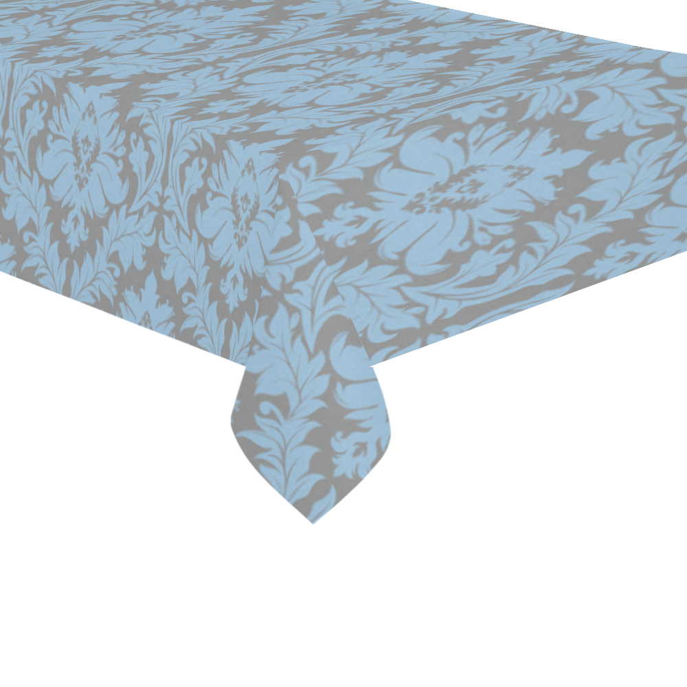 autumn fall colors grey blue damask Cotton Linen Tablecloth 60"x 104"