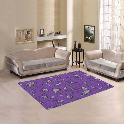 spiders creepy crawlers insects purple halloween Area Rug 5'3''x4'