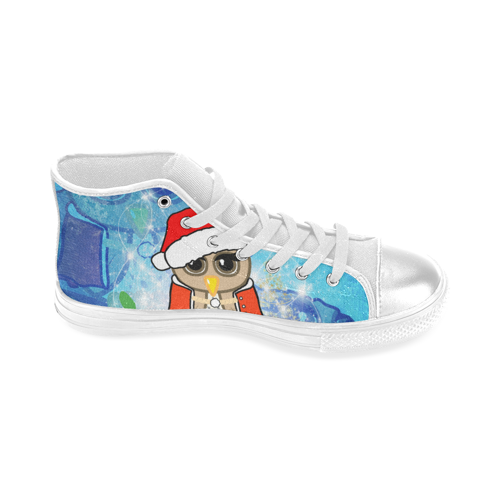 Christmas owls High Top Canvas Women's Shoes/Large Size (Model 017)