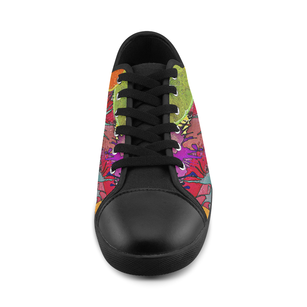 Pop Art Pattern Mix ORANGES SPLASHES multicolored Canvas Shoes for Women/Large Size (Model 016)