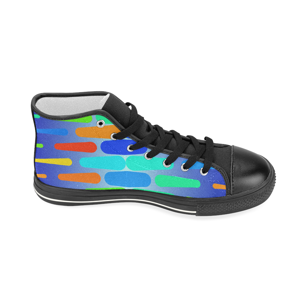 Colorful shapes on a blue background Women's Classic High Top Canvas Shoes (Model 017)