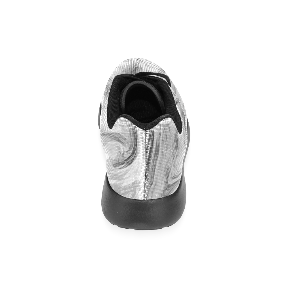 Black and White Swirly Men’s Running Shoes (Model 020)