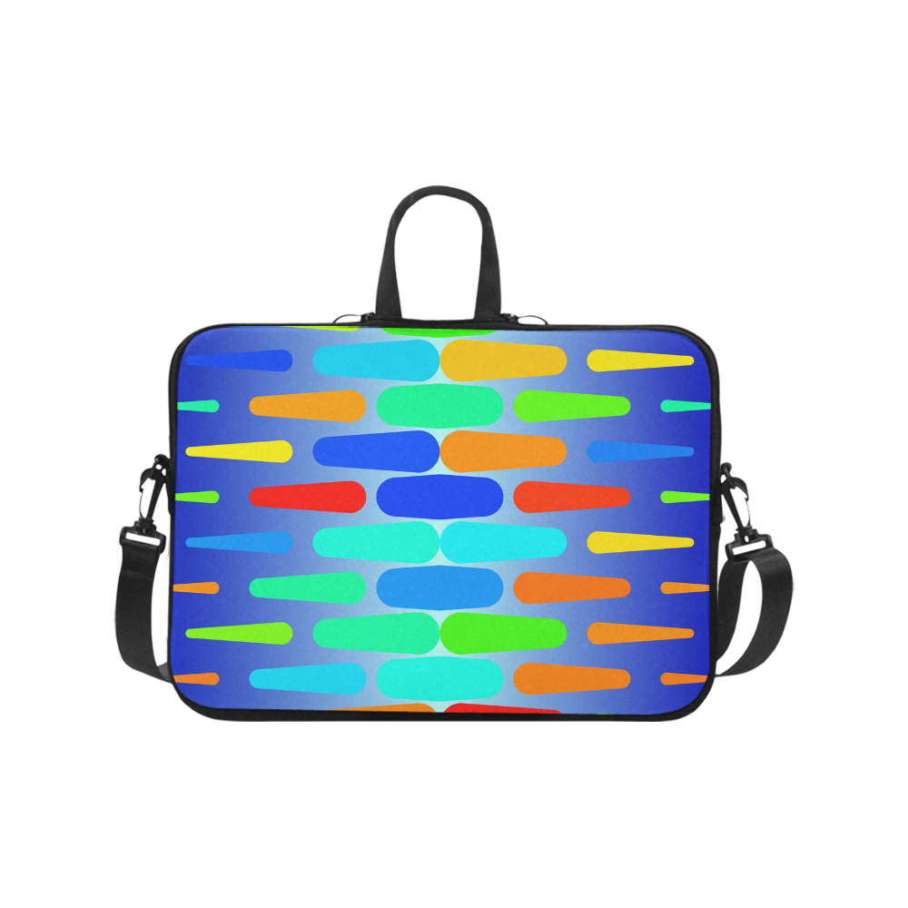 Colorful shapes on a blue background Laptop Handbags 17"
