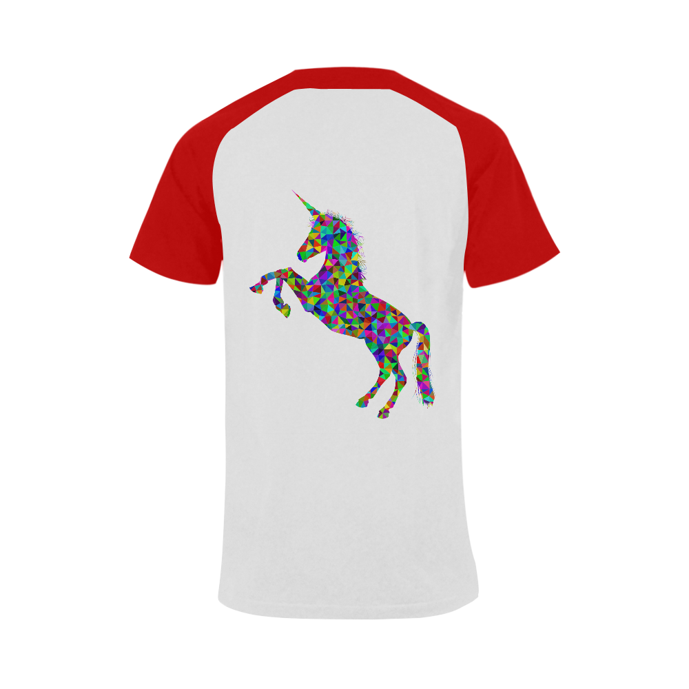 Abstract Triangle Unicorn Red Men's Raglan T-shirt Big Size (USA Size) (Model T11)