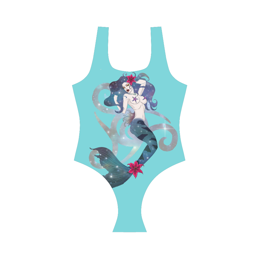 NEBULA TROPICAL BLUE Vest One Piece Swimsuit (Model S04)