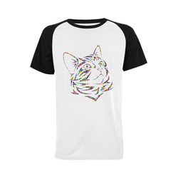 Abstract Triangle Cat Black Men's Raglan T-shirt Big Size (USA Size) (Model T11)