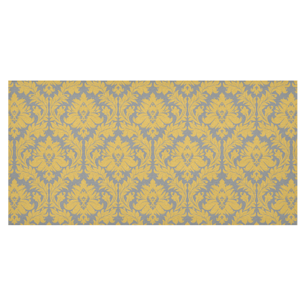 autumn fall mustard yellow grey damask Cotton Linen Tablecloth 60"x120"