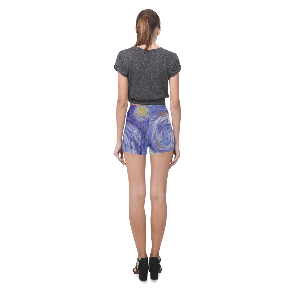 Vincent Van Gogh Starry Night Briseis Skinny Shorts (Model L04)