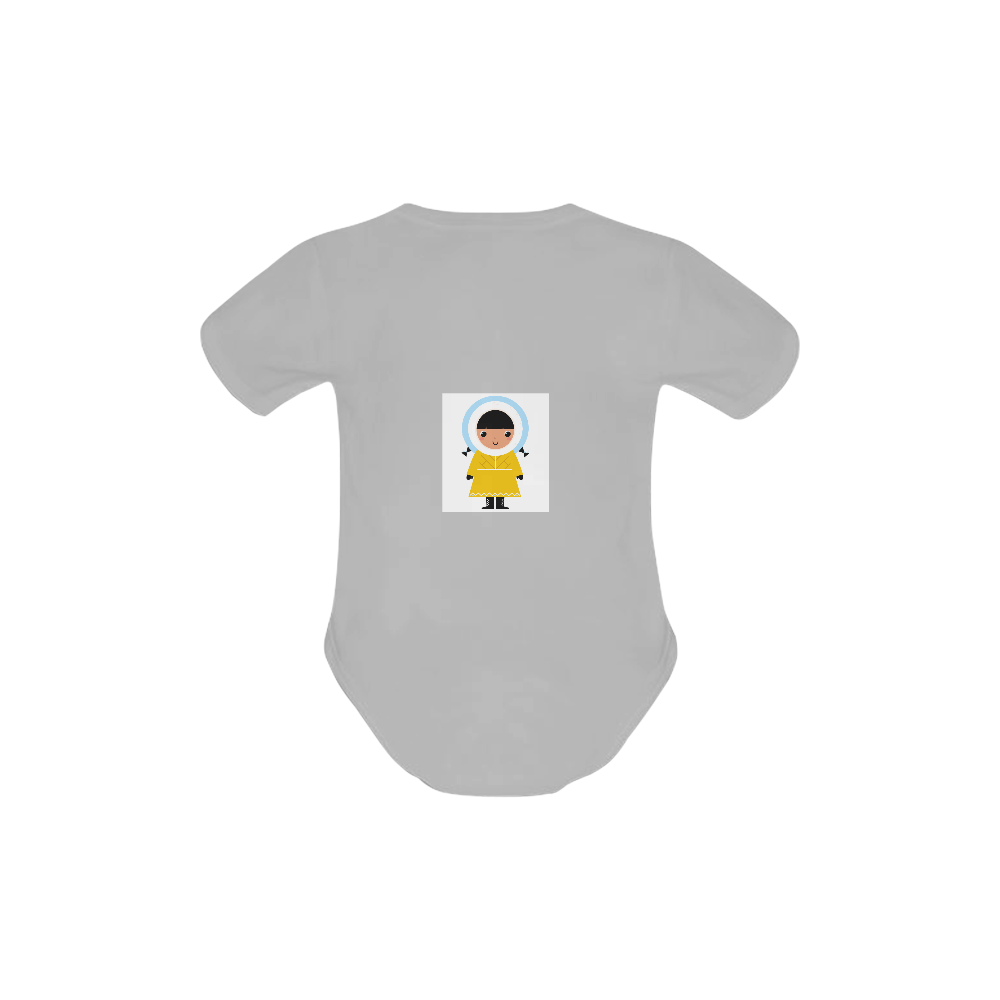 Grey designers baby body collection by Guothova! This model is original and hand-drawn. Siberia Eski Baby Powder Organic Short Sleeve One Piece (Model T28)