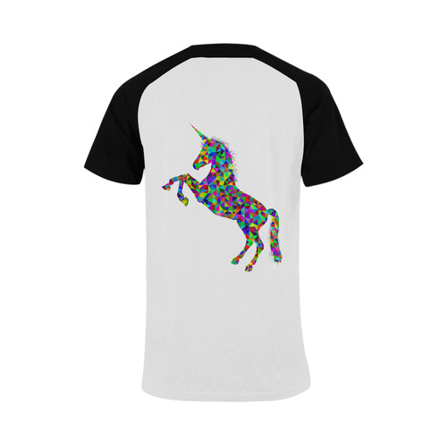 Abstract Triangle Unicorn Black Men's Raglan T-shirt Big Size (USA Size) (Model T11)