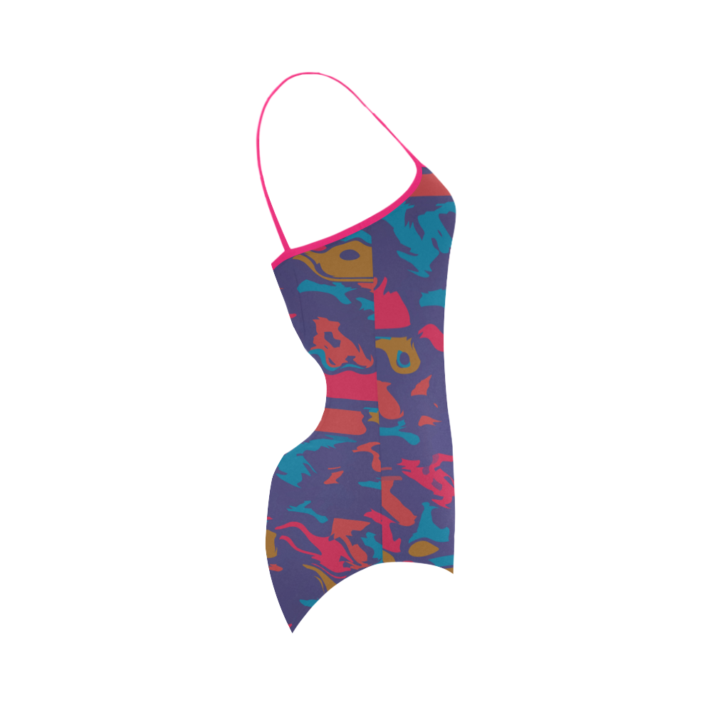 Chaos in retro colors Strap Swimsuit ( Model S05)