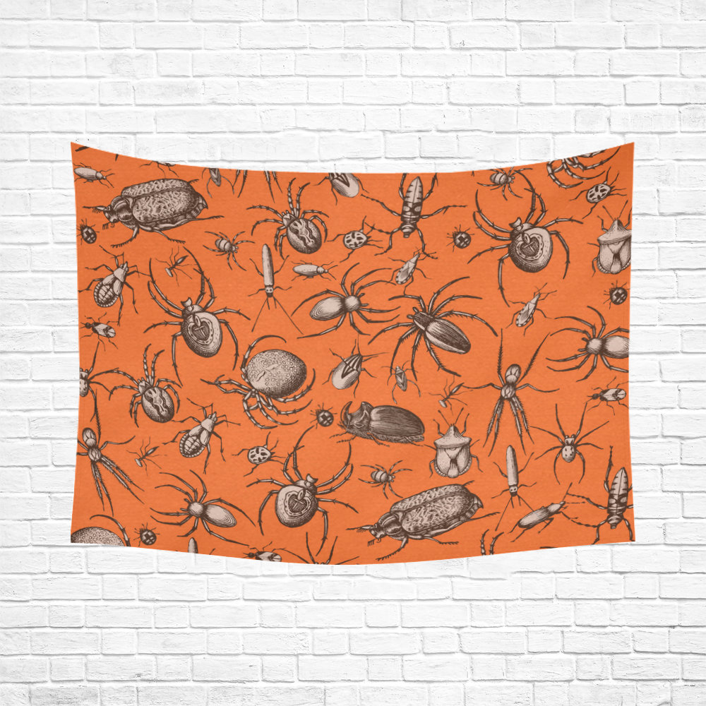 beetles spiders creepy crawlers insects halloween Cotton Linen Wall Tapestry 80"x 60"
