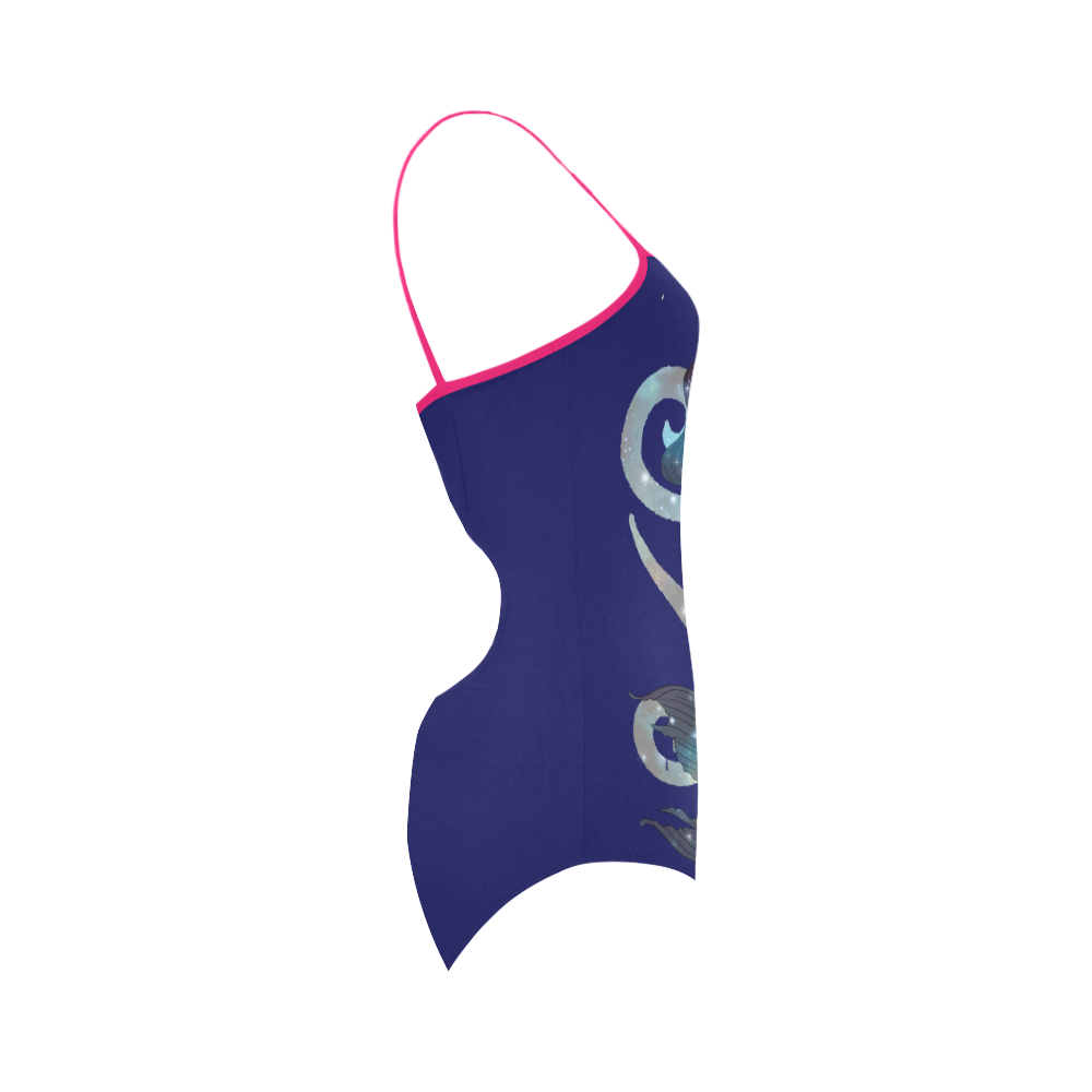 NEBULA PURPLE AND HOT PINK Strap Swimsuit ( Model S05)