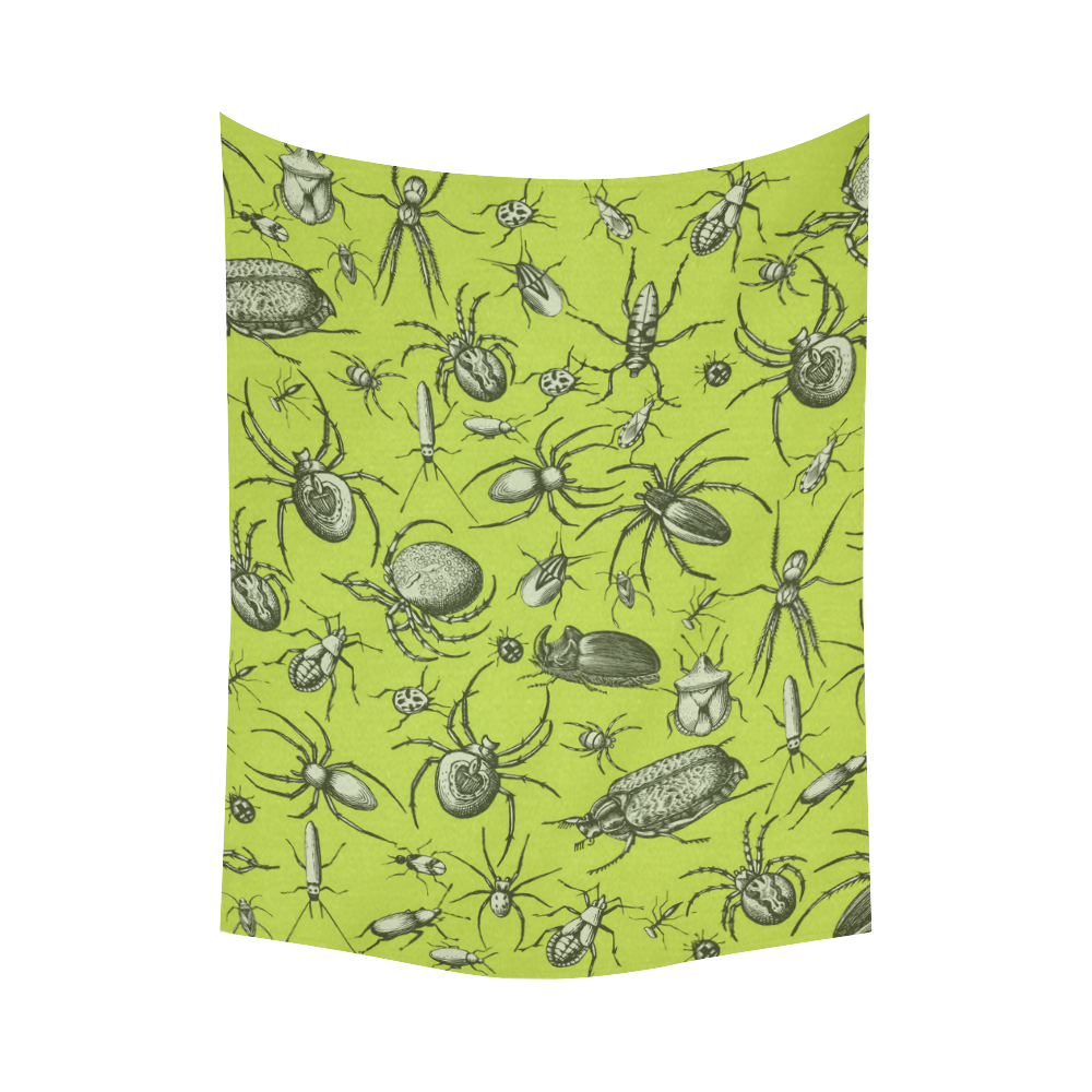 insects spiders creepy crawlers halloween green Cotton Linen Wall Tapestry 60"x 80"